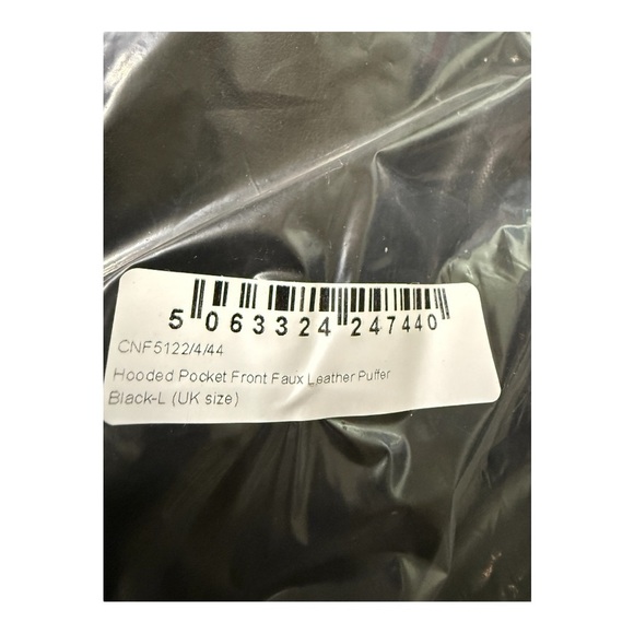 PrettyLittleThing Black Faux Leather Puffer Jacket – Size Large – NWT - Picture 5 of 6